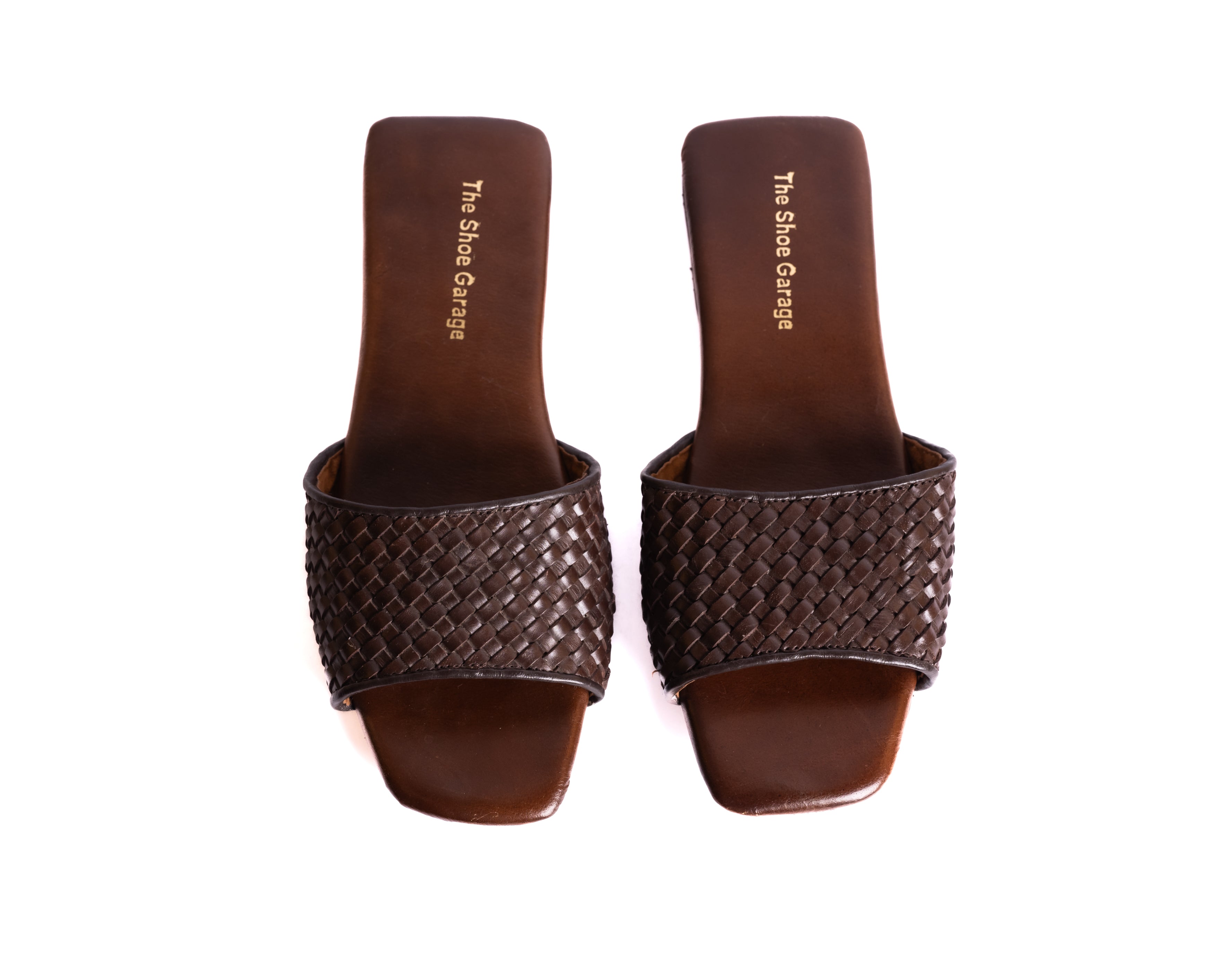 Woven Open-Toe Slides - Brown