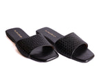 Woven Open-Toe Slides - Black