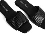 Woven Open-Toe Slides - Black
