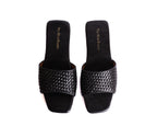 Woven Open-Toe Slides - Black