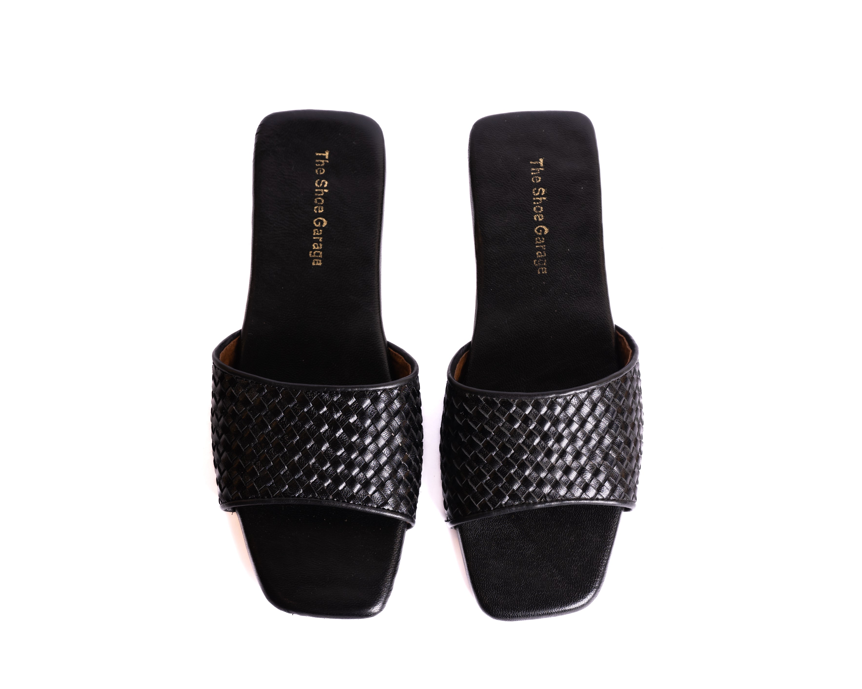 Woven Open-Toe Slides - Black