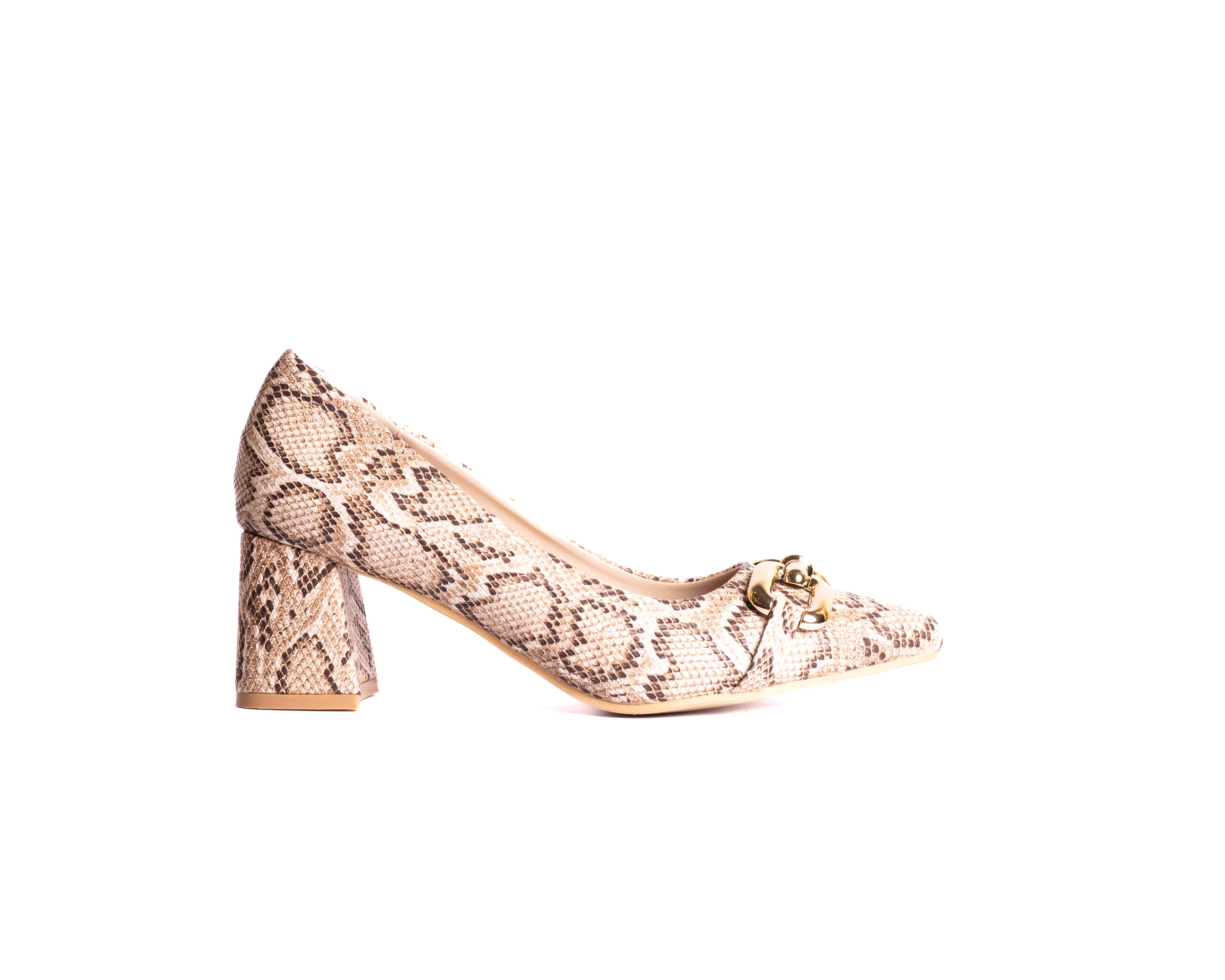 Chain-Link Pointed-Toe Ballet Snake Print